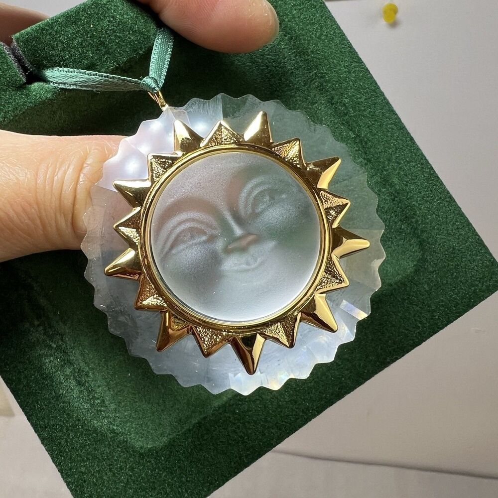 Vtg Swarovski Crystal Christmas Memories Celestial Sun Ornament 18 K Gold Plate